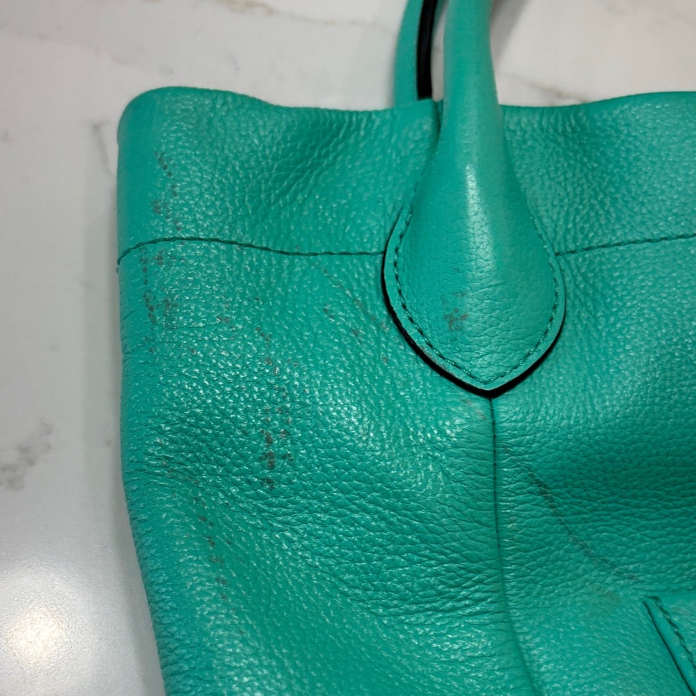 Dooney & Bourke Turquoise Leather Shoulder Bag with Gold Hardware - Picture 13 of 17